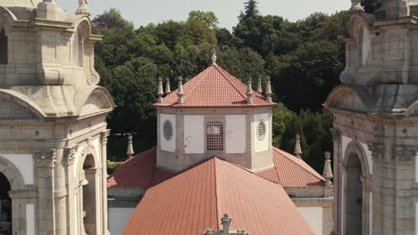 Reverse-reveal-shot-of-facade-of-the-church-at-Sanctuary-of-Bom-Jesus-do-Monte