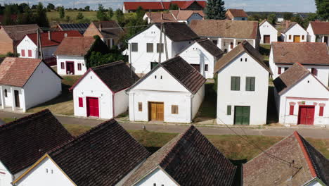 Rows-Of-Typical-Wine-Cellars-In-Palkonya-Village,-Hungary