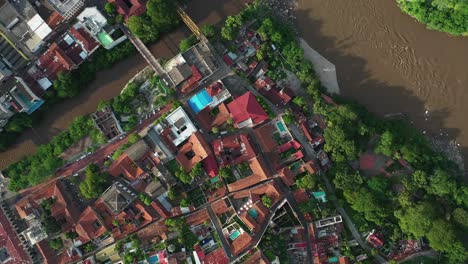Birdseye-Aerial-View-of-Honda,-Colombia-and-Magdalena-River