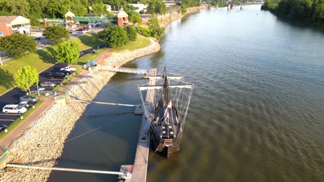 Aerial-view-of-the-Pinta,-docked-on-the-Cumberland-River