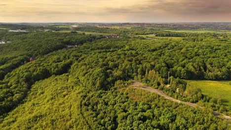 Drone-shot-over-a-beautiful-green-forest-in-the-countryside-of-the-UK