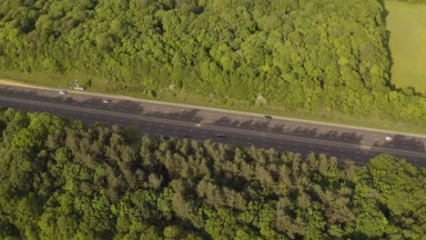 Aerial-view-of-a-big-motorway-in-the-countryside-of-the-UK