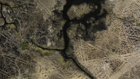 Dried-Up-Streams-and-Riverbeds-in-Powell-Slough,-Orem,-Utah---Aerial