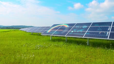 Grupo-De-Paneles-Solares-Y-Hud-Superpuesto-Que-Muestra-La-Producción-De-Energía-Actual-Y-La-Reducción-De-CO2