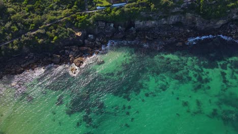 Rocks-Under-Clear-Blue-Water-Of-Gordon's-Bay-Near-The-Beach-In-Coogee,-NSW,-Sydney,-Australia