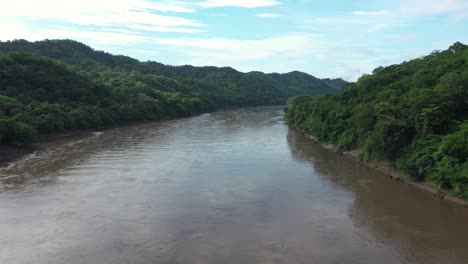 Drone-Aerial-View-of-Magdalena-River-and-Landscape-of-Tolima-Region,-Colombia