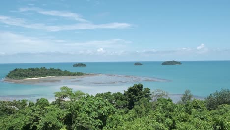 4K-Slow-Pan-Right-to-Left-of-Scenic-Viewpoint-from-Koh-Chang-Overlooking-Ocean-and-Smaller-Islands-on-a-Summers-Vacation-in-Thailand