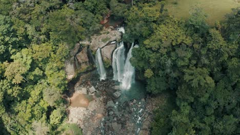 Bird's-Eye-View-Of-Nauyaca-Waterfalls-At-Summer-In-Costa-Rican-Province-Of-Puntarenas