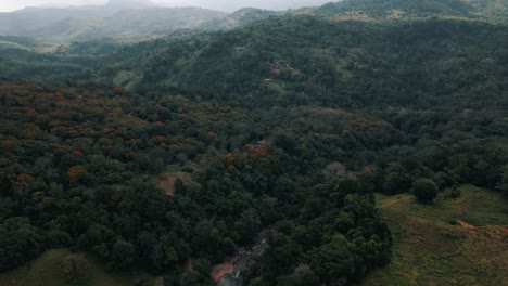 Panorama-Of-Lush-Forest-Valley-Near-Nauyaca-Waterfalls-Nature-Park-In-Costa-Rica,-Puntarenas-Province