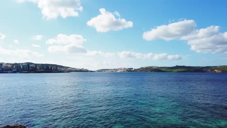 Timelapse-video-from-Malta,-Bugibba-with-the-bay-and-sea-view-and-surrounding-towns-in-the-background