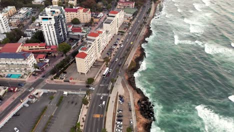 Aerial-flyback-over-George-Washington-Avenue-in-Dominican-Republic