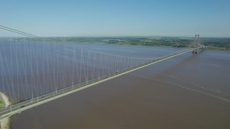 Slow-aerial-panning-shot-over-the-Humber-Bridge---Suspension-Bridge---England-UK