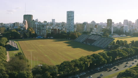 AERIAL---Fields-of-the-Argentina-Polo-Association,-Buenos-Aires,-wide-shot