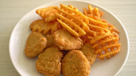 Nuggets-De-Pollo-Frito-Con-Patatas-Fritas