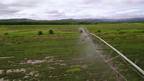 An-Irrigation-Pivot-Watering-Agricultural-Land---aerial-drone-shot