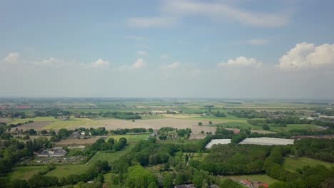 Aerial-drone-view-of-flying-over-the-suburban-in-the-countryside-of-the-Netherlands