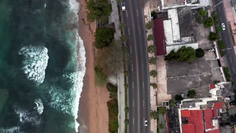 Aerial-top-down-forward-of-Santo-Domingo-Malecon-seafront