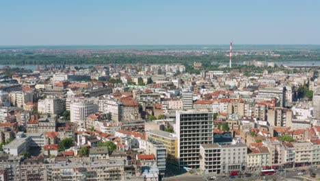 Aerial-view-of-the-skyline-of-Belgrade-on-a-sunny-day