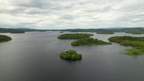 Aerial-view-of-McDermott's-castle-with-islets-and-Lough-Key-in-the-background