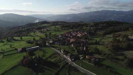 Drone-shot-of-a-remote-small-village
