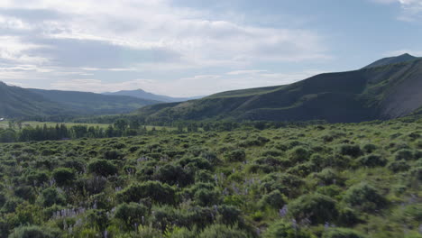 Die-Malerische-Landschaft-Der-Luftdrohne-In-Bodenhöhe-Zeigt-Eine-Ranch-Farm-In-Colorado-Rocky-Mountains