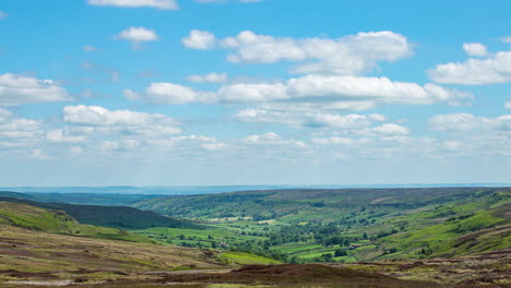 Rosedale-Abbey-Dale-Timelapse,-North-York-Moors,-North-Yorkshire-in-the-summer-sunshine