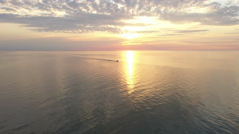 Presque-Isle-Sunset-Aerial-Sunset-Boat