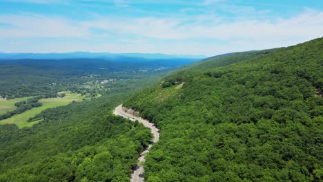 Aerial-drone-video-footage-of-a-scenic-mountain-highway-byway-in-the-Appalachian-Mountains