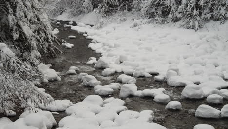 Clean-Water-Flowing-In-The-Stream-With-Snow