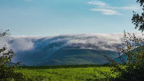 North-Pennines-Mistt-Mountains-Wolken-Wasserfall-Effekt-Zwischen-Bäumen