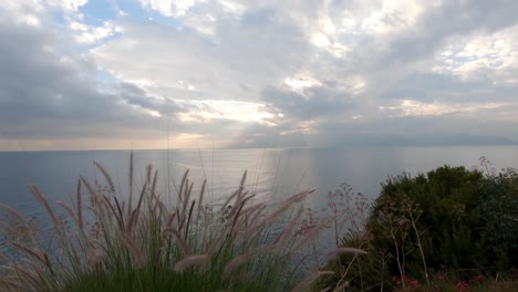 Flora-Y-Fauna-Turca-Mientras-El-Sol-Se-Pone-Sobre-El-Mar-Mediterráneo-En-Antalya