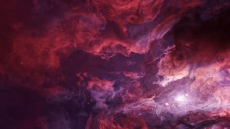 Starry-midnight-twilight-full-moon-illuminating-clouds-with-a-brilliant-crimson-maroon-hue-time-lapse