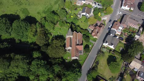 4K-drone-video-of-the-village-church-in-Bridge,-Kent,-UK