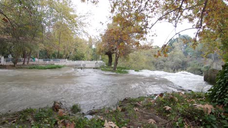 Water-flowing-fast,-Duden-River-in-Antalya,-Turkey