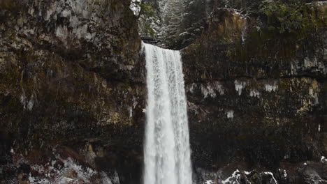Spectacular-Brandywine-Falls-Near-Whistler,-British-Columbia,-Canada---close-up,-drone-shot