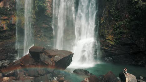 Upper-Nauyaca-Waterfalls-In-Costa-Rica-At-Daytime---drone-shot