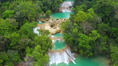 Mexiko-Touristenziel-Cascadas-De-Roberto-Barrios-Wasserfall,-4k-Luftaufnahme