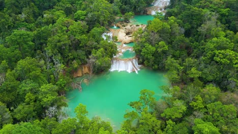 Beautiful-Cascadas-de-Roberto-Barrios-waterfall-in-Mexico,-4K-aerial-arc-shot