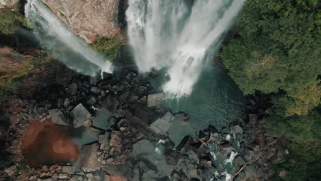 Top-down-View-Of-Nauyaca-Waterfalls-In-Costa-Rica---aerial-drone-shot