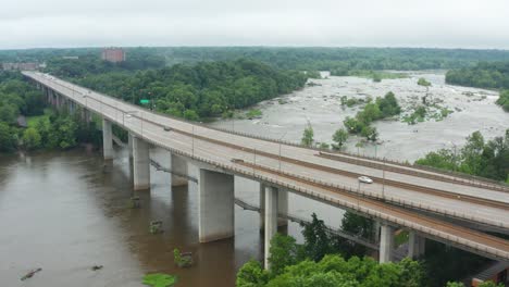 Aerial-of-Belle-Isle-Suspension-Bridge-and-Route-301-in-Richmond-Virginia