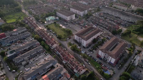 Aerial-flying-over-residential-neighborhood-during-day