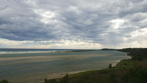 View-from-the-lookout-over-the-Snowy-River-Inlet-at-Marlo,-Gippsland,-Victoria,-Australia,-December-2020