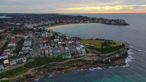Bird's-Eye-View-Of-Marks-Park-And-The-Entire-Bondi-Beach-At-New-South-Wales,-Australia