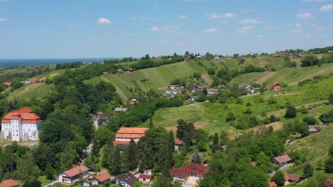 Townscape-In-Lush-Vegetated-Mountains-In-Lendava-Town,-Slovenia,-Region-Of-Prekmurje