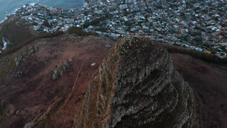 Aerial-Top-down-of-Lion's-Head-packed-with-people-joining-the-sunset-in-Cape-Town