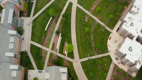 Aerial-of-empty-college-university-campus