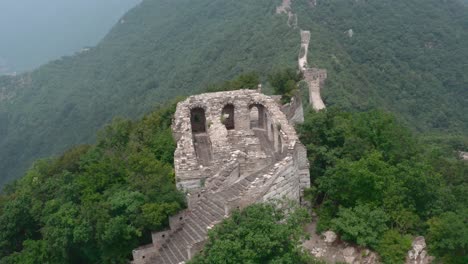 Old-deteriorated-lookout-tower-of-Great-Wall-of-China-on-a-cloudy-day