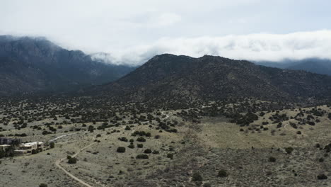 Mountainous-Region-in-Southwest-Deserts-of-New-Mexico,-USA---Aerial-Establishing-Shot
