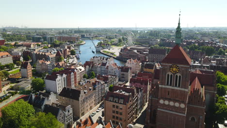 Smooth-aerial-dolly-in-over-the-Old-Town-of-Gdansk-and-the-River