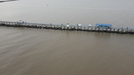 Aerial-view-showing-large-jetty-at-harbor-of-Buenos-Aires-during-dusk